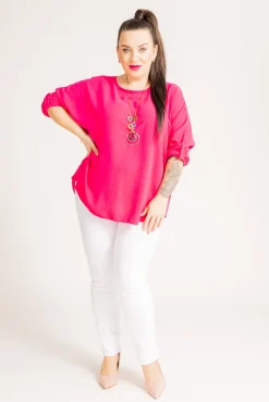 Damskie Włoski Amarantowa Bluzka z wisiorkiem GERTO