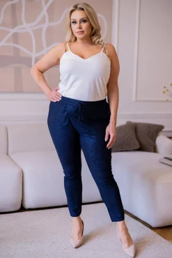 Damskie Polski Atramentowe Spodnie brokatowe BULIO