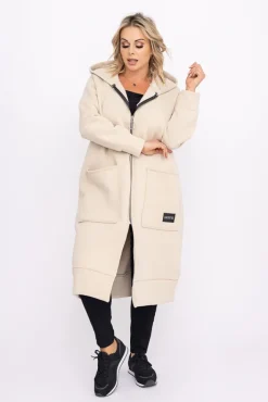 Damskie Włoski Beżowa Bluza ocieplana VERMEN