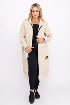 Damskie Włoski Beżowa Bluza ocieplana VERMEN