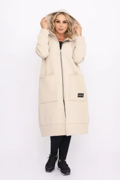 Damskie Włoski Beżowa Bluza ocieplana VERMEN