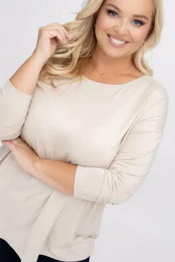 Damskie Włoski Beżowa Bluzka DEFENTO