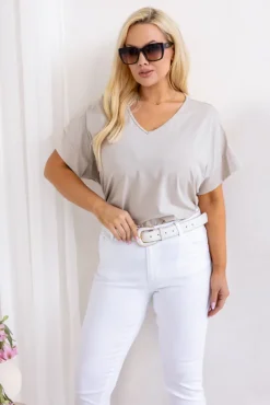 Damskie Włoski Beżowa Bluzka DESTIMI