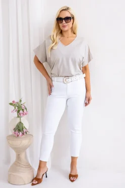 Damskie Włoski Beżowa Bluzka DESTIMI