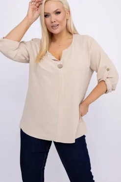 Damskie Włoski Beżowa Bluzka DUREMI