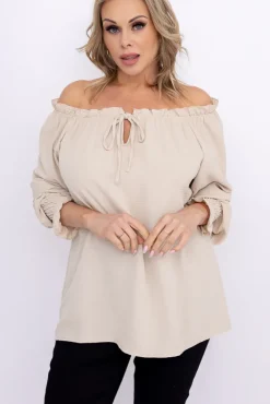 Damskie Włoski Beżowa Bluzka SEGAYO