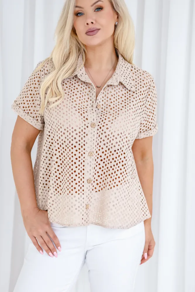 Damskie Polski Beżowa Koszula NELI