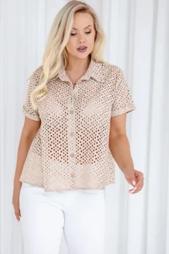 Damskie Polski Beżowa Koszula NELI