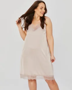 Polski Beżowa Koszula nocna satynowa SELINA