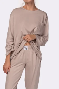 Polski Beżowa Piżama z długimi spodniami HEMENY