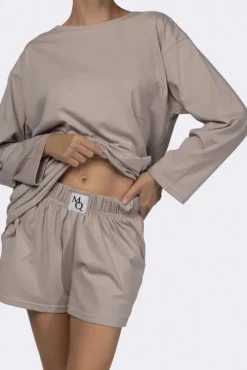 Polski Beżowa Piżama z szortami LEKREZI