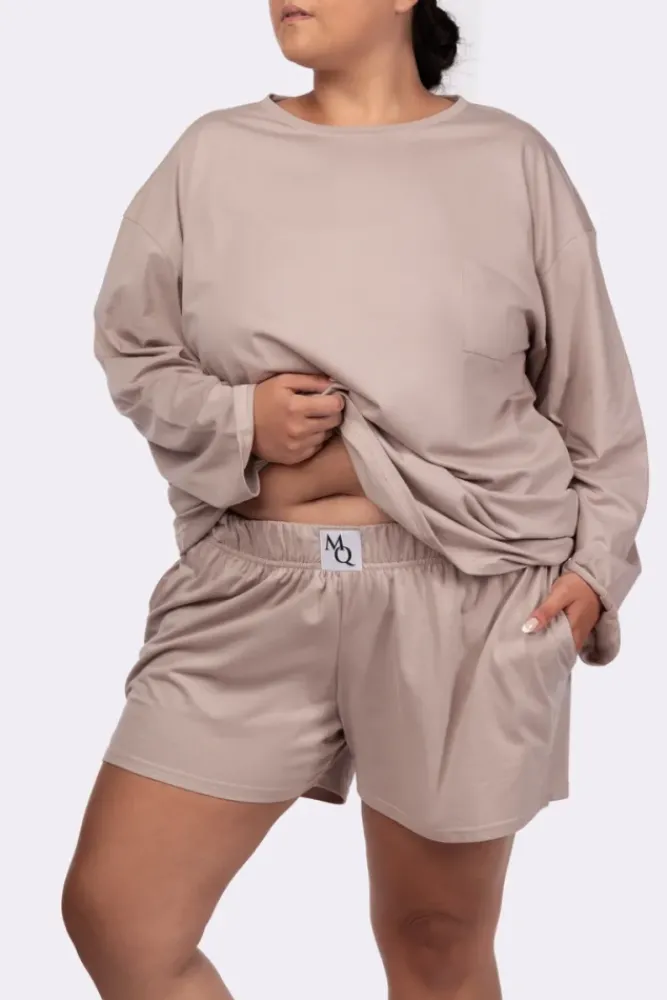 Polski Beżowa Piżama z szortami LEKREZI