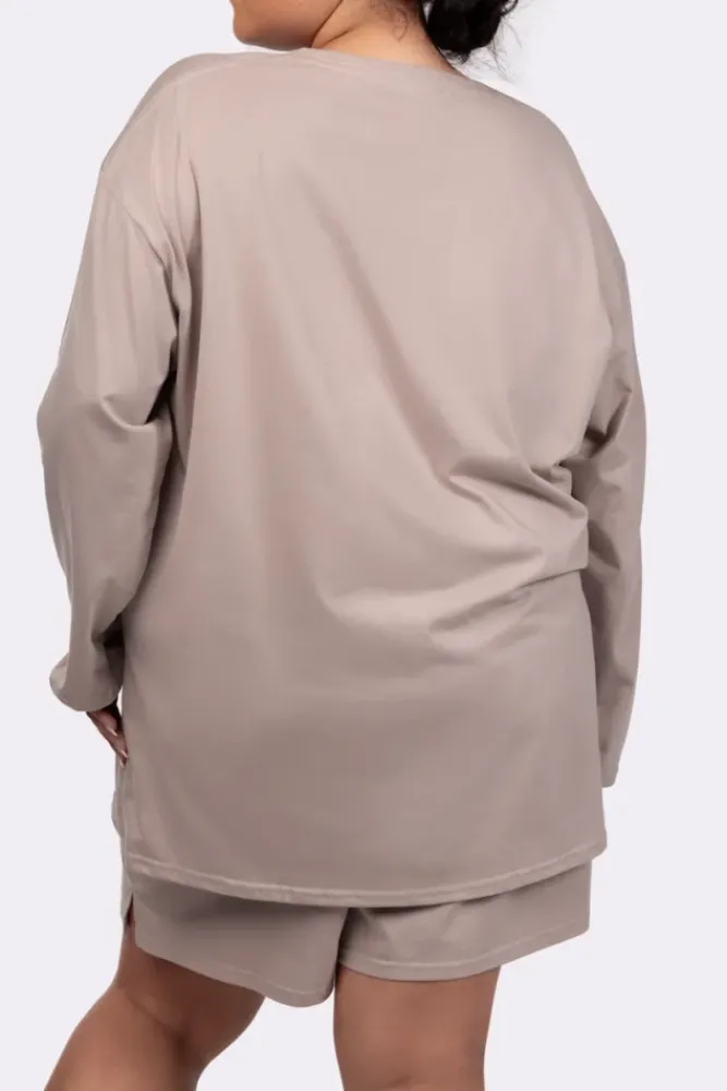 Polski Beżowa Piżama z szortami LEKREZI