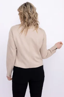 Damskie Polski Beżowa Ramoneska zamszowa FINEZI