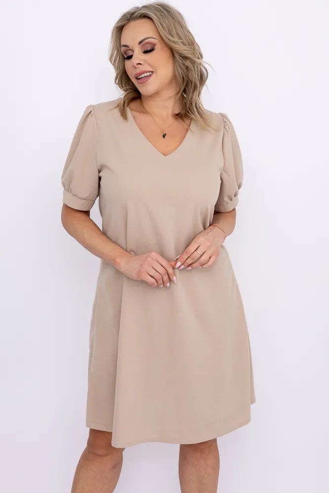 Włoski Beżowa Sukienka BERGIA