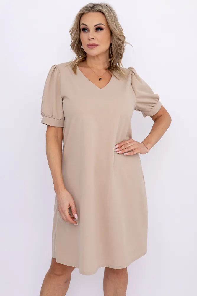 Włoski Beżowa Sukienka BERGIA