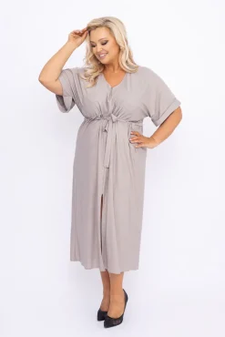 Polski Beżowa Sukienka brokatowa MONSORI