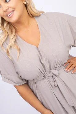 Polski Beżowa Sukienka brokatowa MONSORI