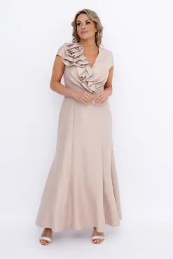 Polski Beżowa Sukienka błyszcząca ARIEL