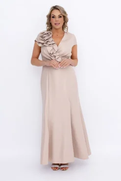 Polski Beżowa Sukienka błyszcząca ARIEL