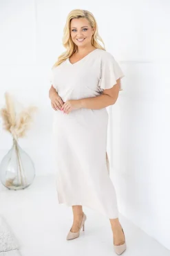 Polski Beżowa Sukienka CASABLANCA