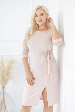 Polski Beżowa Sukienka CRAVATTA