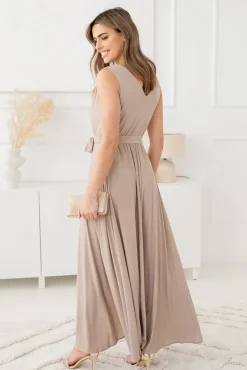 Polski Beżowa Sukienka FIANCO Maxi