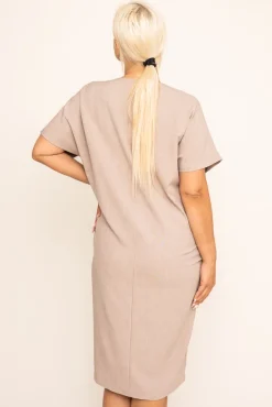 Polski Beżowa Sukienka INSTEVI