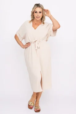 Polski Beżowa Sukienka MICHIGAN