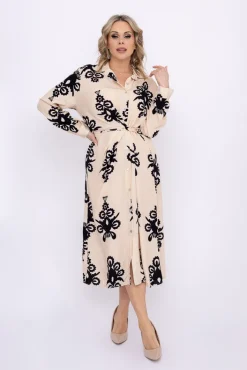 Włoski Beżowa Sukienka MIRTI