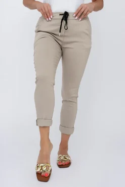 Damskie Włoski Beżowe Spodnie GIATTO
