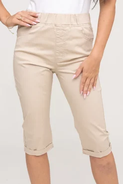 Damskie Włoski Beżowe Spodnie rybaczki NANI