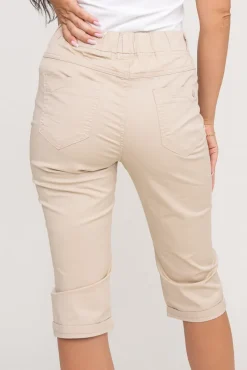 Damskie Włoski Beżowe Spodnie rybaczki NANI