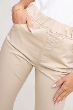 Damskie Włoski Beżowe Spodnie rybaczki NANI