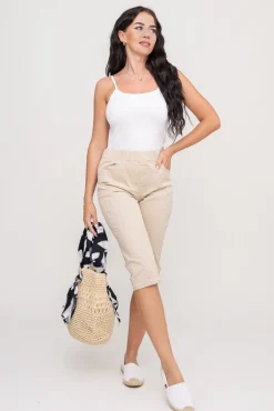 Damskie Włoski Beżowe Spodnie rybaczki NANI