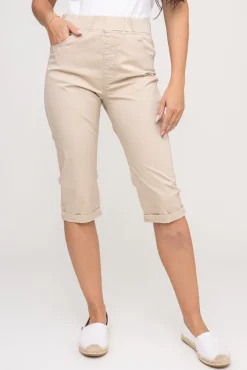 Damskie Włoski Beżowe Spodnie rybaczki NANI