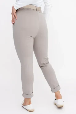 Damskie Włoski Beżowe Spodnie z paskiem ARTEMIS