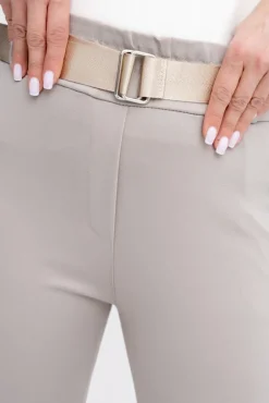Damskie Włoski Beżowe Spodnie z paskiem ARTEMIS