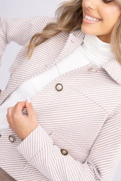 Damskie Polski Beżowo-biała Kurtka TUSEMENO