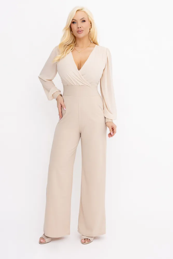 Damskie Włoski Kombinezon z prześwitującymi rękawami KOBERI