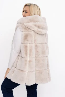 Damskie Włoski Kożuszek z kapturem FIRIO