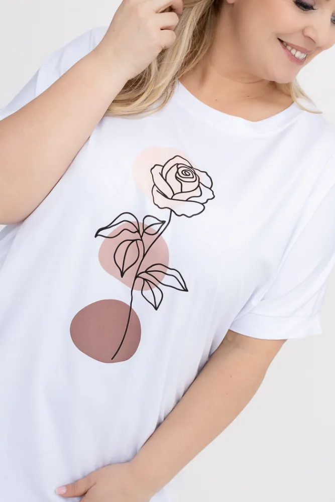 Damskie Włoski Biała Bluzka DOROSI Wzór 1