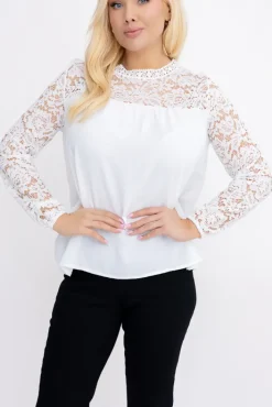 Damskie Włoski Biała Bluzka koronkowa FAROZI