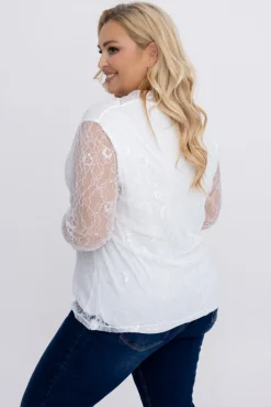 Damskie Włoski Biała Bluzka koronkowa OLIEN
