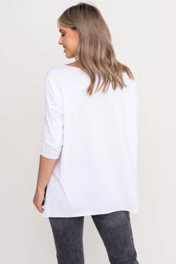 Damskie Włoski Biała Bluzka REVUMI Wzór 1