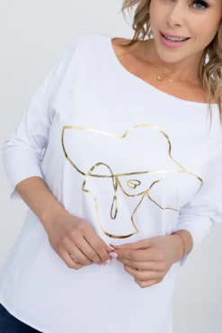 Damskie Włoski Biała Bluzka REVUMI Wzór 4