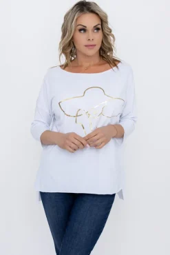 Damskie Włoski Biała Bluzka REVUMI Wzór 4