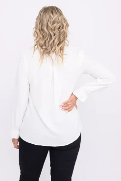 Damskie Włoski Biała Bluzka z żabotem GENESIS