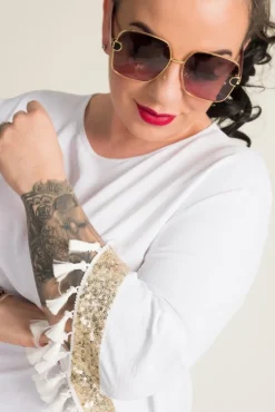 Damskie Polski Biała Bluzka z frędzelkami GARMINA