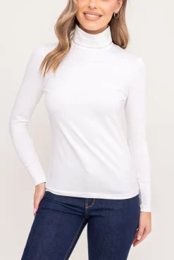 Damskie Polski Biała Bluzka z golfem LUZIO